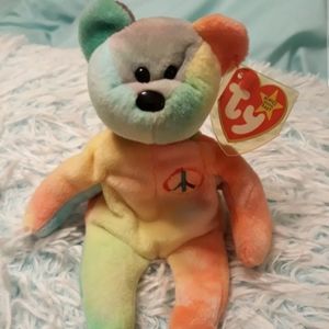 Ty Beanie Baby PEACE BEAR~ All Tag ERRORS, PVC Pellets